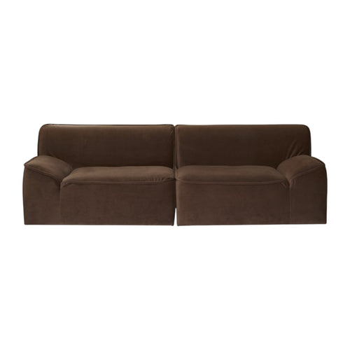 Tikamoon Modulaire 3-zitsbank met armleuningen in bruine stof - Bruin