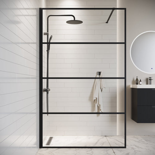 Badplaats Douchewand Essos 120 x 200 cm – Zwart – Inloopdouche 8 mm Veiligheidsglas