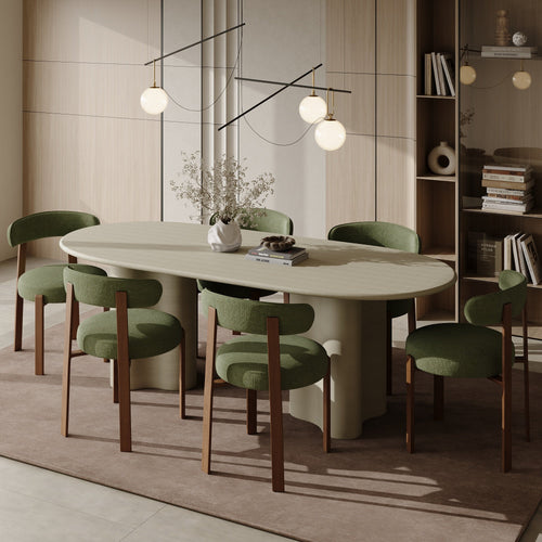 Sia Home - Set van 2 stoelen JUNA - chenillefluweel kaki-groen 51cm