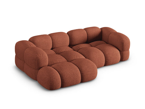 Cosmopolitan Design linker hoekbank Loretto 3-zits, structurele stof koraal - 147x250x68cm
