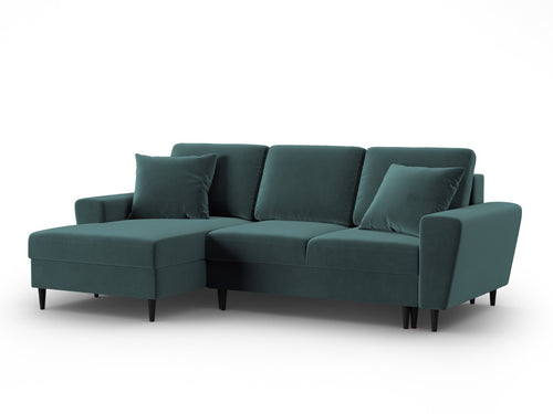 Cosmopolitan Design Uitklapbare hoekbank links met opbergdoos Kyoto 4-zits, flueel olie - 145x241x88cm