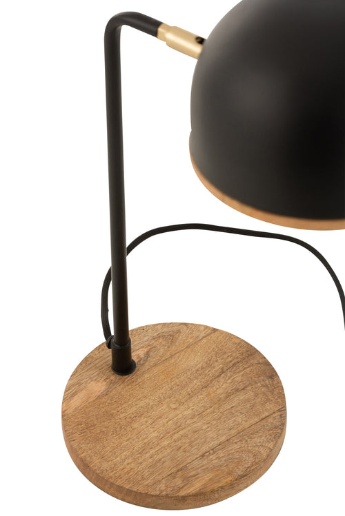 J-Line tafellamp Evy - ijzer/hout - zwart/naturel