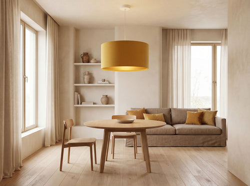 bpskoncept hanglamp Melora - velours & warm zonnegeel - Ø40 cm