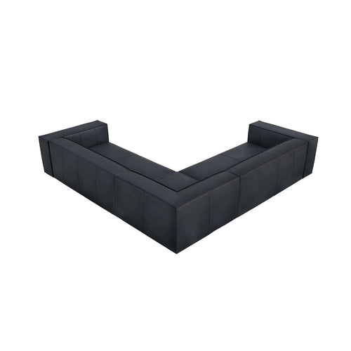 Cosmopolitan Design - Symmetrische hoekbank Turin 5-zits, echt leer blauw - 280x280x68cm