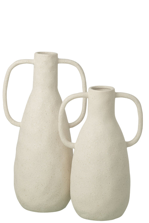 J-Line vaas Jodi - steengoed - wit - large