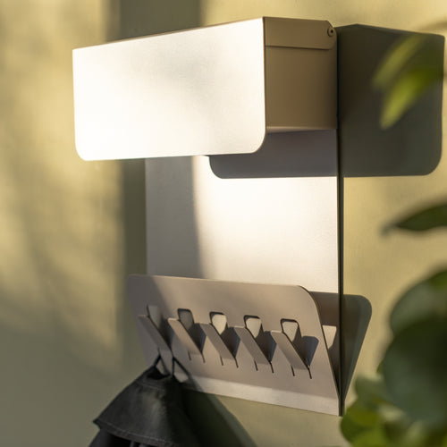 Spinder Design Wandkapstok Keeper - Silky Taupe - 5 haken - opbergvak