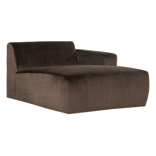 WOOOD chaise longue bank rechts Mojo Base - Velvet - Bruin - 74x112x162