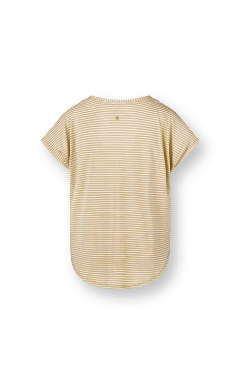 Pip Studio - Tatum Pyjama Shirt - Dames - Little Sumo Stripe - Zand - M - vtwonen shop