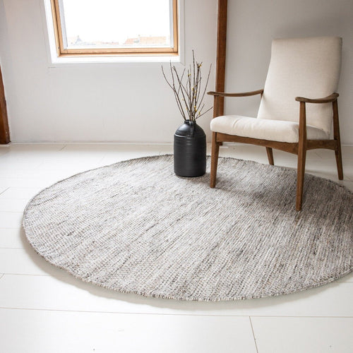 Interieur05 Vloerkleed Gerecycled Materiaal Rond Ciro Naturel gemeleerd (bruin/wit/antraciet) - 220 x 220 cm