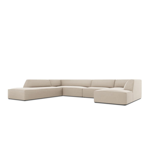 Cosmopolitan Design - Panoramische hoekbank Siena 7-zits, flueel beige - 273x366x69cm