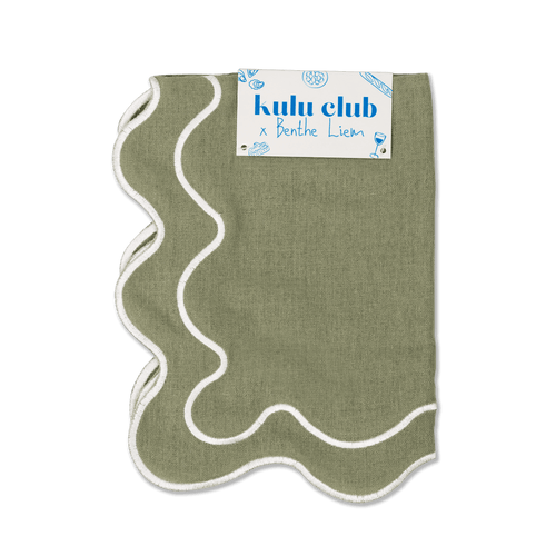 Kulu Club placemats Wavy - linnenmix - saliegroen - set van 2 - vtwonen shop