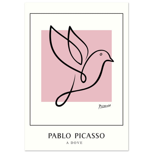 Artfulprints Poster met Lijst Pablo Picasso - A dove   - A4 21x29.7 cm - Roze
