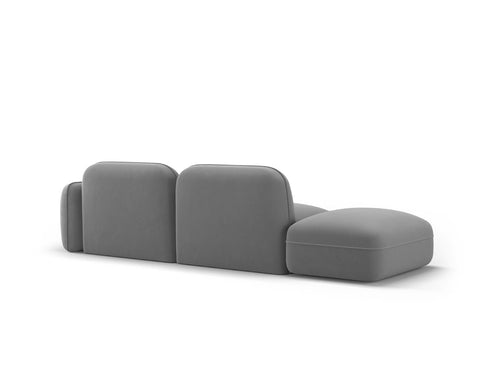 Cosmopolitan Design linker modulaire bank Sydney 3-zits, flueel, lichtgrijs - 90x295x70cm