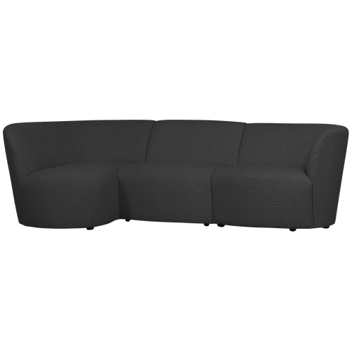 WOOOD 3-zits ronding links Coco- Bouclé - Donkergrijs - 70x230x138