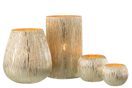 J-Line windlicht - glas - zilver - large