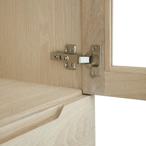 Furnhouse vitrinekast Kerteminde - Witte olie - MDF, Eikenfineer, Glas - 45x124x146