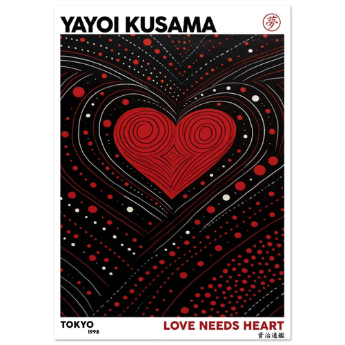 Artfulprints  Yayoi Kusama - Love needs heart   poster A4 21x29.7 cm