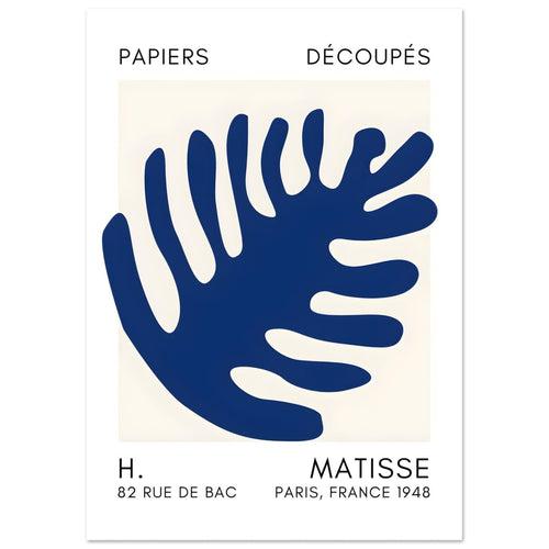 Artfulprints  Matisse – Coral bloom navy blue II   poster A4 21x29.7 cm - vtwonen shop
