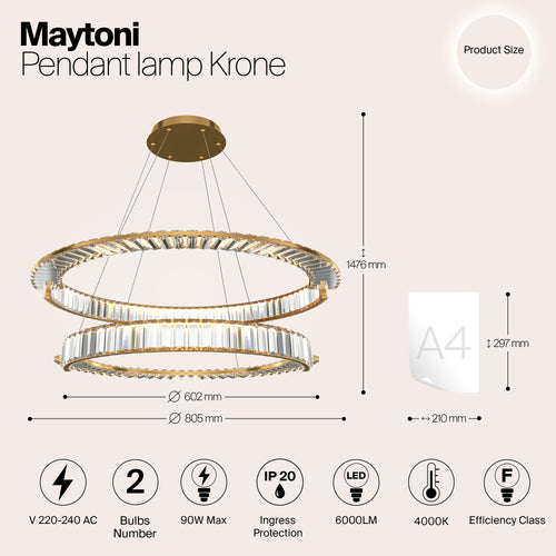 Maytoni - Hanglamp Krone - Goud - Ø80,5 - vtwonen shop