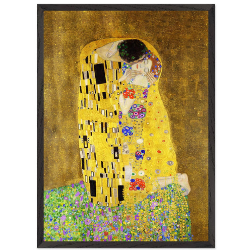 Artfulprints Poster met Lijst Gustav Klimt - The kiss   - 50x70 cm - Geel