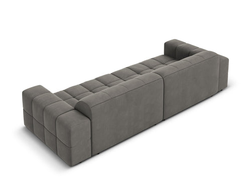 Cosmopolitan Design Bank Chicago 4-zits, flueel lichtgrijs - 102x252x78cm