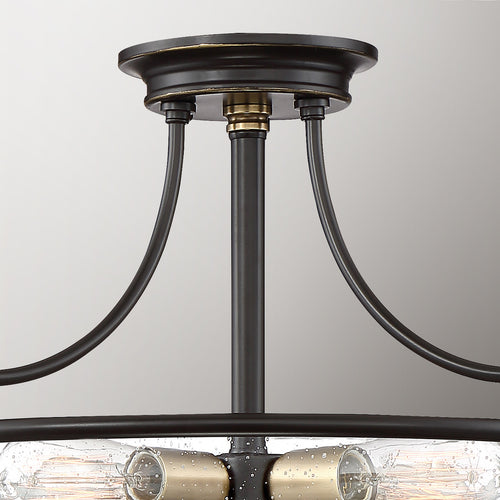 Elstead Quoizel Griffin Bowl Semi Flush Plafondlamp Palladiaans brons met verweerde messing accenten