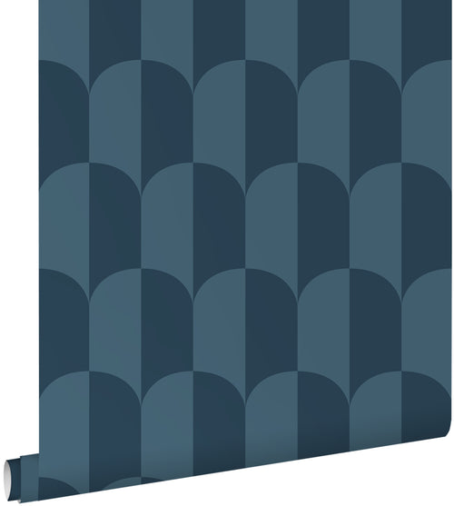 ESTAhome behang art deco bogen vergrijsd donker blauw - 53 cm x 10.05 m - 139990 - vtwonen shop