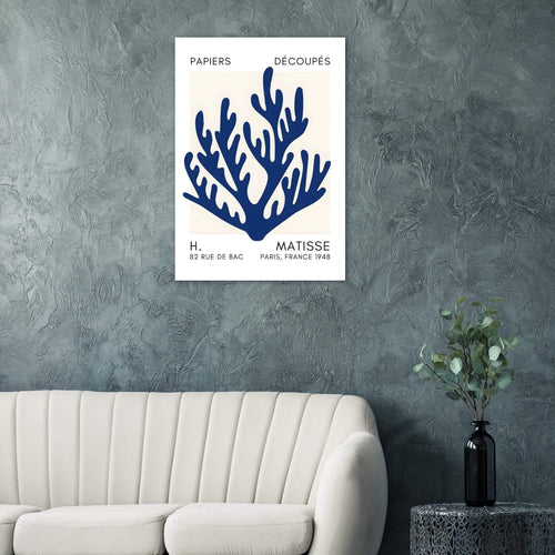 Artfulprints Poster Matisse – Coral harmony navy blue II   - A4 21x29.7 cm - Blauw