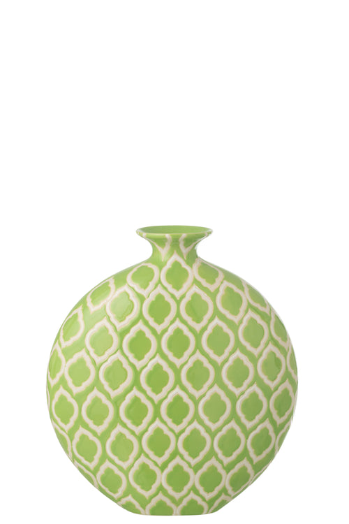 J-Line vaas Geruit - porselein - groen/wit - small