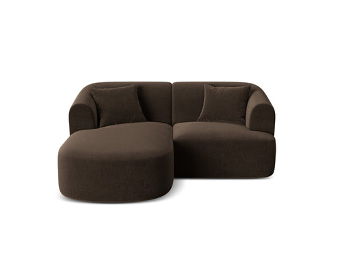Cosmopolitan Design Modulaire hoekbank links Campi 3-zits, flueel chocolade - 156x180x70cm