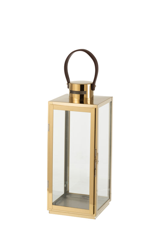 J-Line lantaarn Vierkant - metaa/glas - goud - vtwonen shop