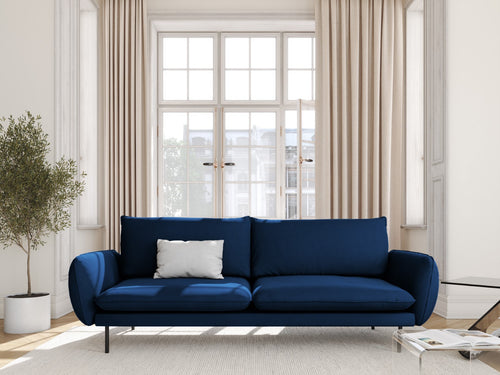 Cosmopolitan Design Bank Vienna 4-zits, flueel, koningsblauw - 92x230x95cm