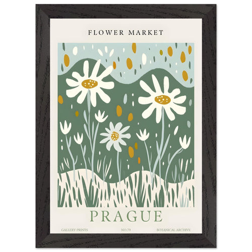 Artfulprints Poster met Lijst Flower market - Prague II   - A4 21x29.7 cm - Meerkleurig