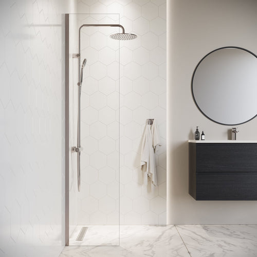 Badplaats Douchewand Florida 40 x 200 cm – Chroom – Inloopdouche 8 mm Veiligheidsglas