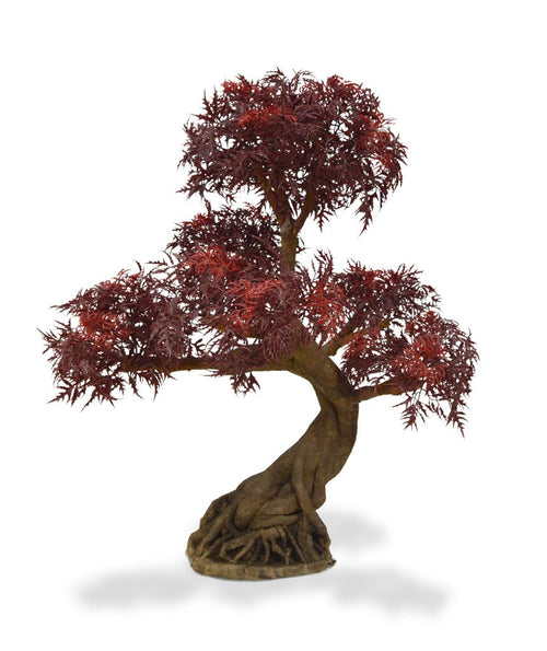 Maxifleur Ming Aralia Bonsai UV Burgundy kunstboom op voet 90cm