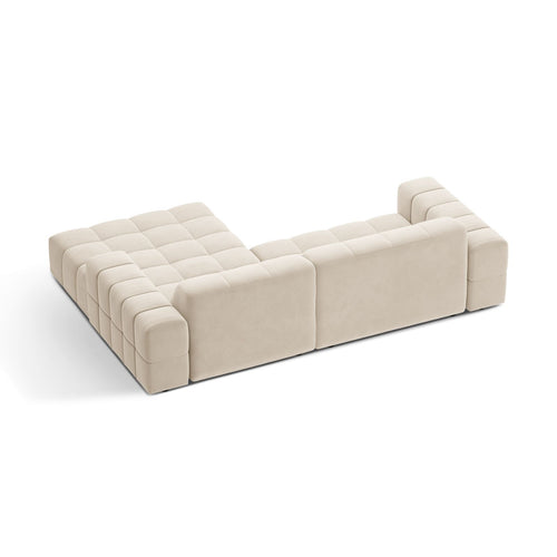 Cosmopolitan Design - Rechter hoekbank Chicago 3-zits, flueel lichtbeige - 167x234x78cm