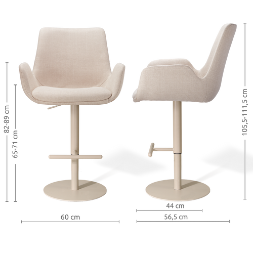 Nolon Niva-Eef tulp barkruk beige verstelbaar - beige poten
