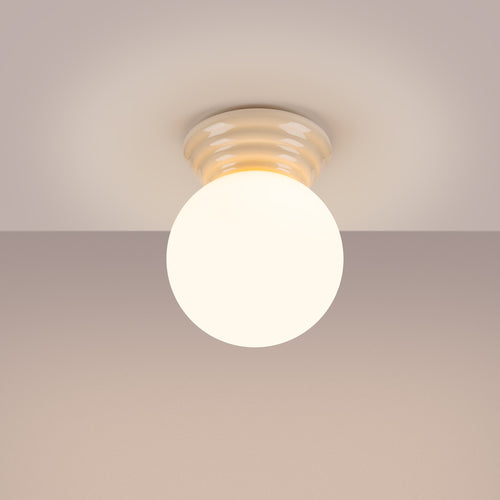 Sollux Lighting Plafondlamp ZORI beige IP44 - 12x16x12cm