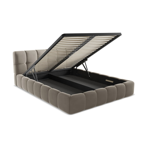 LaMiaSofa Bed met opbergruimte Roma - velours - taupe - 180x228x82