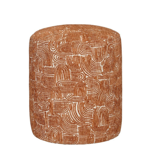 Mica Decorations Groove Kruk Terra FSC 100% - Decoratieve Kruk met Grafisch Patroon - Krukje als Voetenbankje of Bijzettafel - Stevige Houten Pootjes