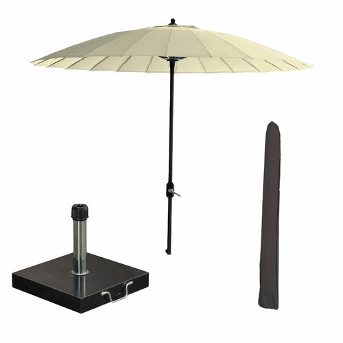 Garden Impressions stokparasol Manilla ecru Ø250 cm met 40kg Cosmo voet en hoes