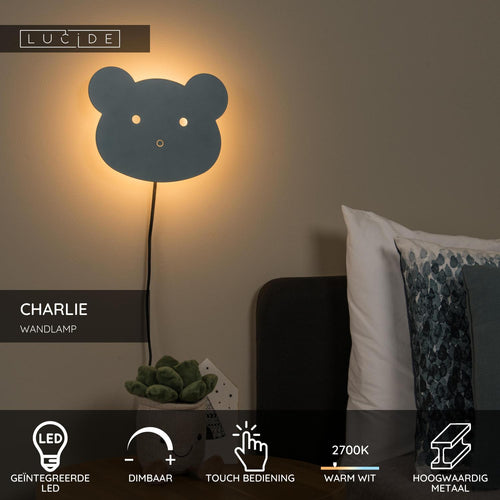 Lucide wandlamp CHARLIE - Geïntegreerde LED - Blauw