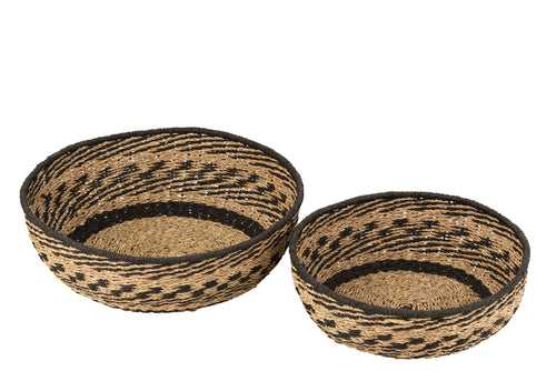 J-Line mand Laag - zeegras/jute - naturel/zwart - 2 stuks - vtwonen shop