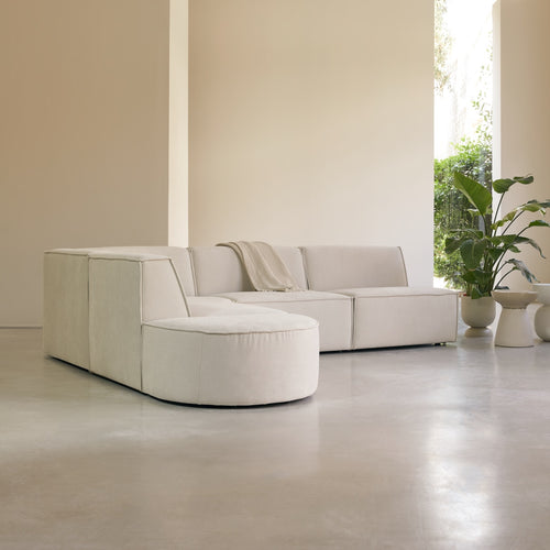 Tikamoon Modulaire hoekbank in beige stof, 5/6-zit - Beige