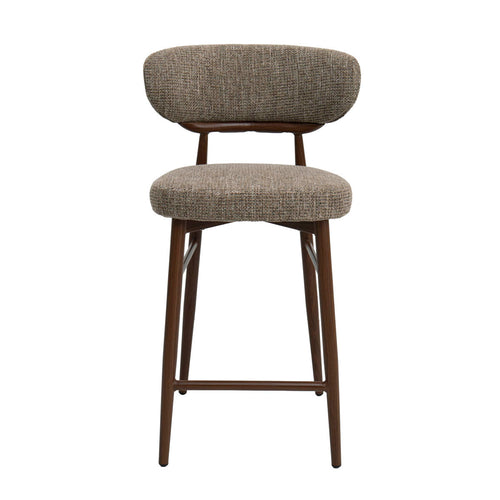 DÉJA Living Barstoel Milan - Taupe/Walnoot - Zithoogte 65cm - Set van 2