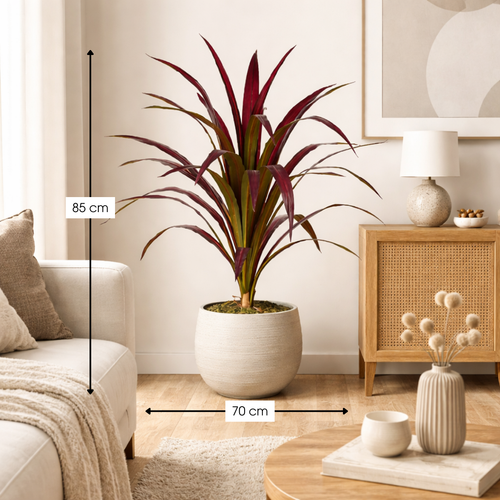 Mica Decorations Bananenboom – Kunstplant in Pot – Realistische Nepplant Woondecoratie – Kunstplanten voor Binnen en Buiten – H85 x Ø70 cm – Rood