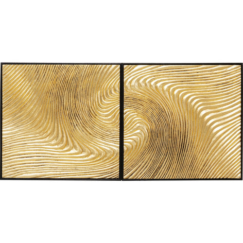 Kare Design Schilderij Wave goud (2/Set) - vtwonen shop
