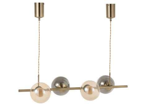 J-Line hanglamp Yuks 4 Lampen - staal - goud