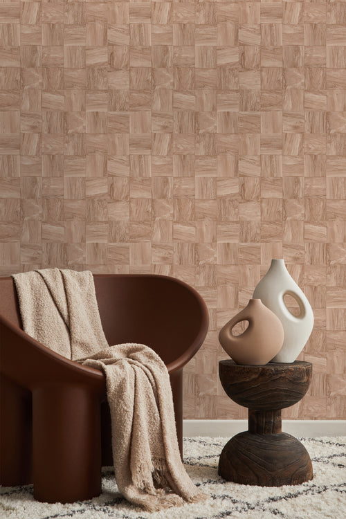 Origin Wallcoverings behang sloophout motief terracotta roze - 50 x 900 cm - 347931 - vtwonen shop