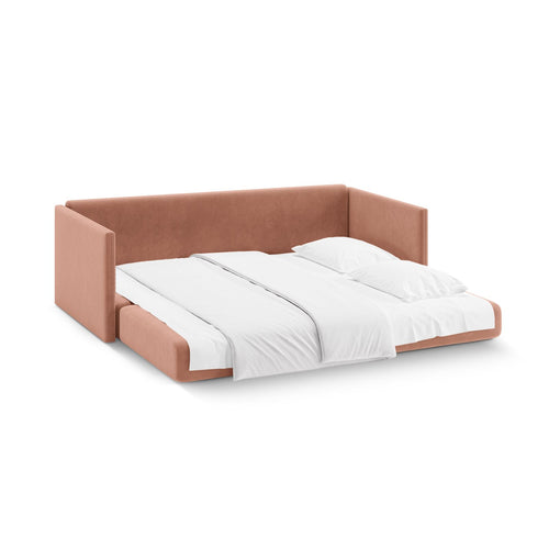 Cosmopolitan Design - Converteerbare bank Shannon 3-zits, flueel roze - 94x209x87cm